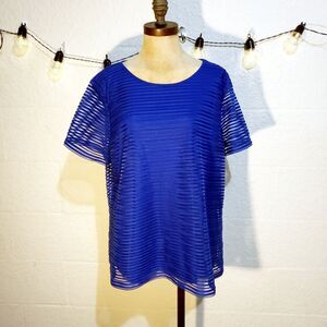Calvin Klein Blue Rope Accent Ribbed Illusion Top Size XXL
